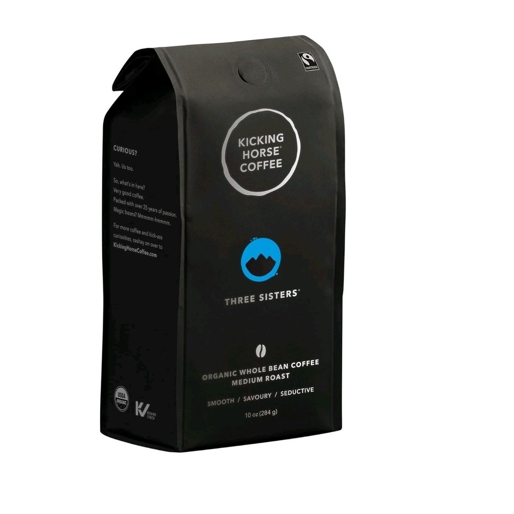 Kicking Horse Coffee Three Sisters Medium Roast Organic Whole Bean 10 oz Bag